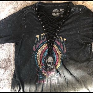 Affliction Tee Lowcut Lace Up Bad Ass!